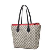 グッチ GGスプリーム トートバッグ ハンドバッグ 415721 ベージュ レッド ネイビー PVC レザー レディース GUCCI 【中古】